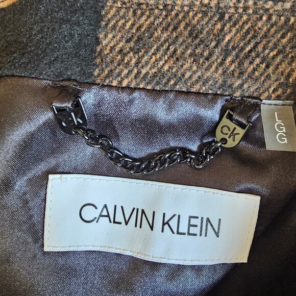 Calvin Klein Belted Shirt Jacket Camel / Black Size L - Picture 7 of 11